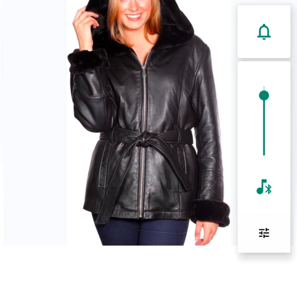 Pelle Studio Leather Faux-Shearling Hooded Parka. Size M